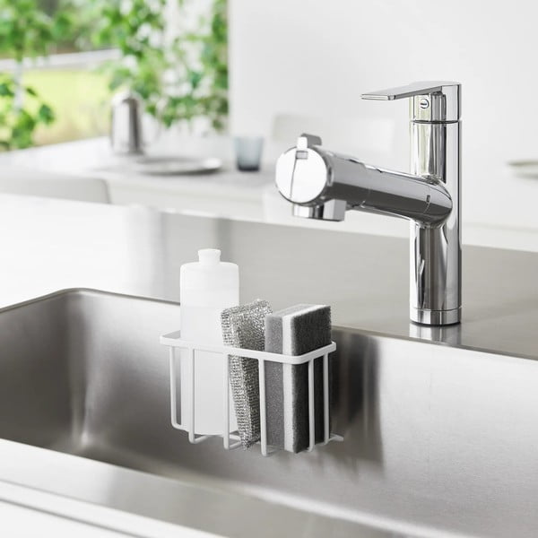 Biely kovový stojan na umývacie prostriedky bez vŕtania Film Hook – YAMAZAKI-image-3