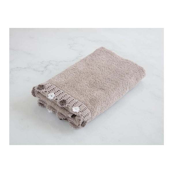 Hnedý bavlnený uterák k umývadlu Flower, 50 × 76 cm