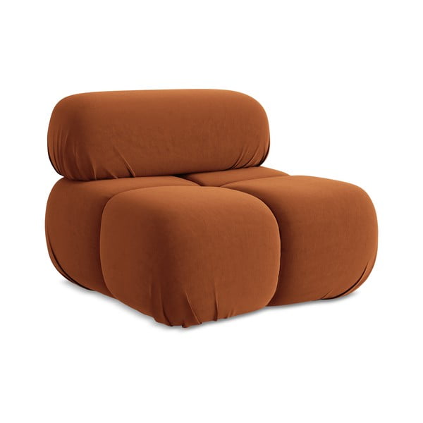 Oranžový zamatový modul pohovky (stredový diel) Lokua – Makamii-image-1