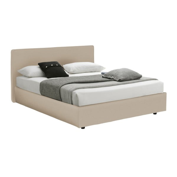 Krémová dvojlôžková posteľ s úložným priestorom a matracom 13Casa Ninfea, 160 x 200 cm