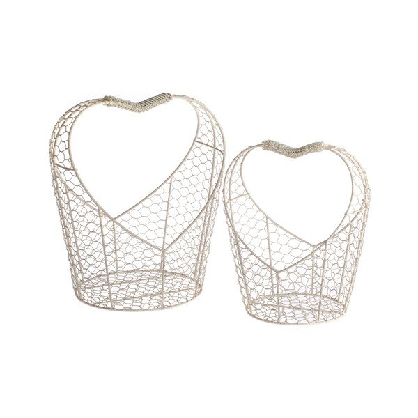 Sada 2 kovových košíkov v tvare srdca Dakls Easter Hearts