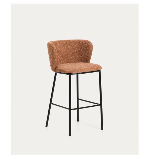 Čalúnená barová stolička v terakotovej farbe (výška sedadla 75 cm) Ciselia – Kave Home