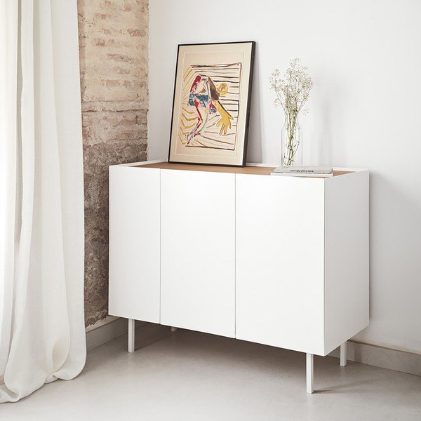 Biela nízka komoda v dekore duba 110x85 cm Arista – Teulat-image-1