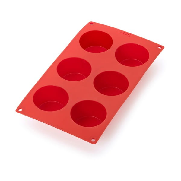 Červená silikónová forma na 6 mini muffinov Lékué
