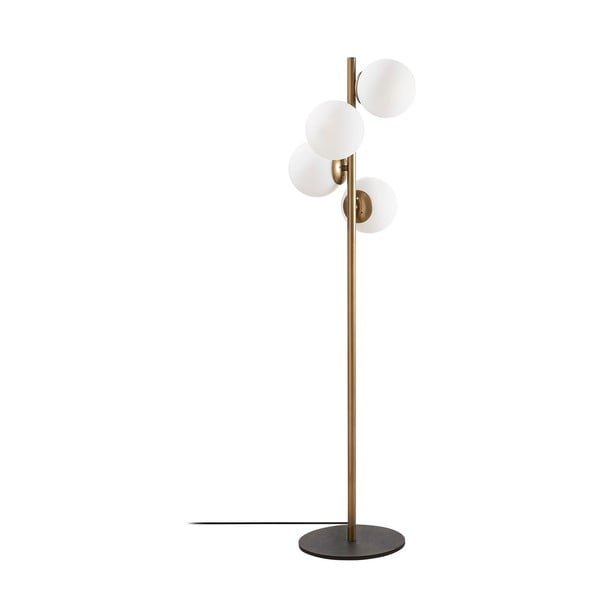 Stojacia lampa v čierno-zlatej farbe so skleneným tienidlom (výška 130 cm) Faze – Opviq lights