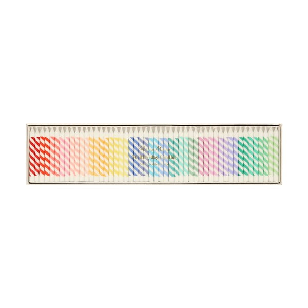 Tortové sviečky v súprave 50 ks Rainbow Striped Mini – Meri Meri