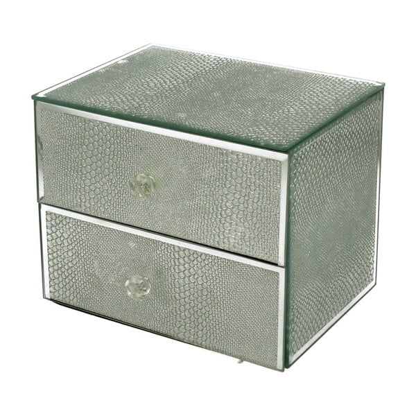 Úložná škatuľka na šperky so 2 šuplíky Duo Gift Silver Glitter, 16 × 13,2 cm