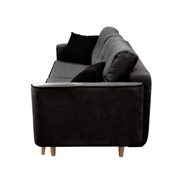 Čierna trojmiestna rozkladacia pohovka so svetlými nohami Mazzini Sofas Ivy-image-2