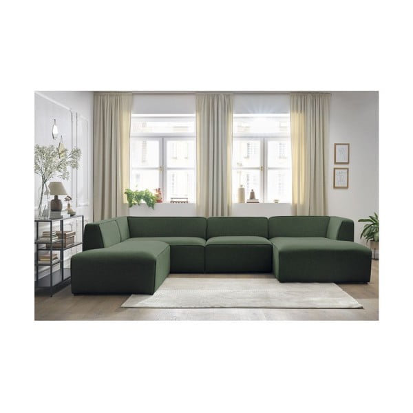 Zelená modulárna rohová pohovka (ľavý roh/do tvaru "U") Megeve – Bobochic Paris-image-3