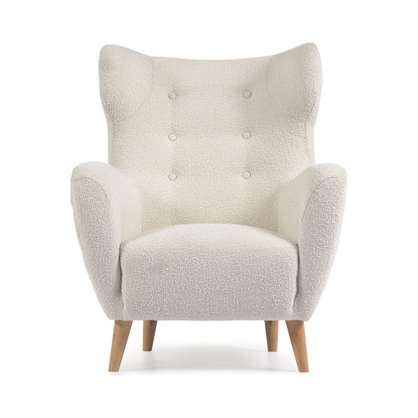 Biele kreslo z textílie buklé Patio – Kave Home-image-2