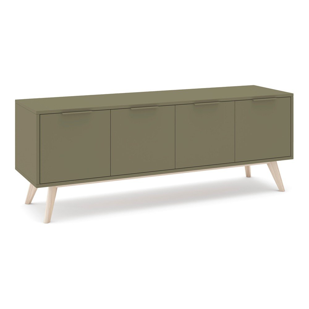 E-shop Zelený matný TV stolík 140x53x40 cm Campus – Marckeric
