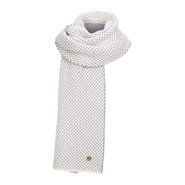 Sivo-biely pletený kašmírový šál Bel cashmere Knit, 200 x 30 cm
