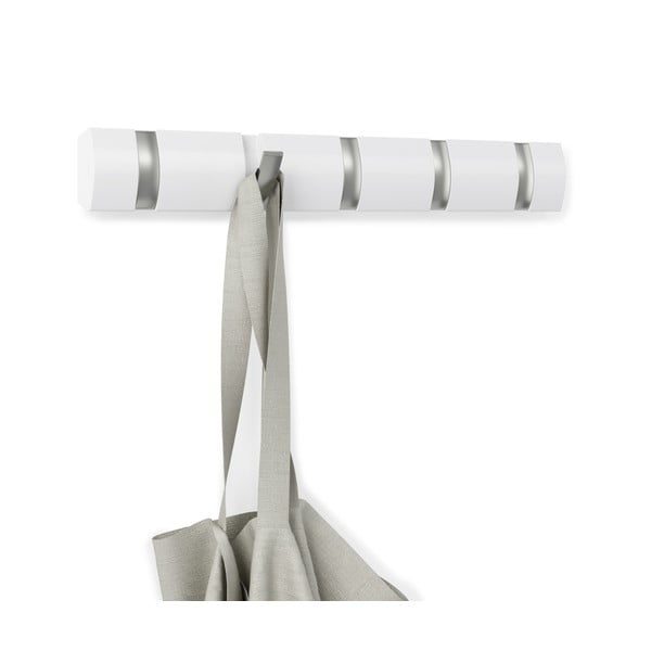 Biely nástenný vešiak z topoľového dreva Flip - Umbra-image-4