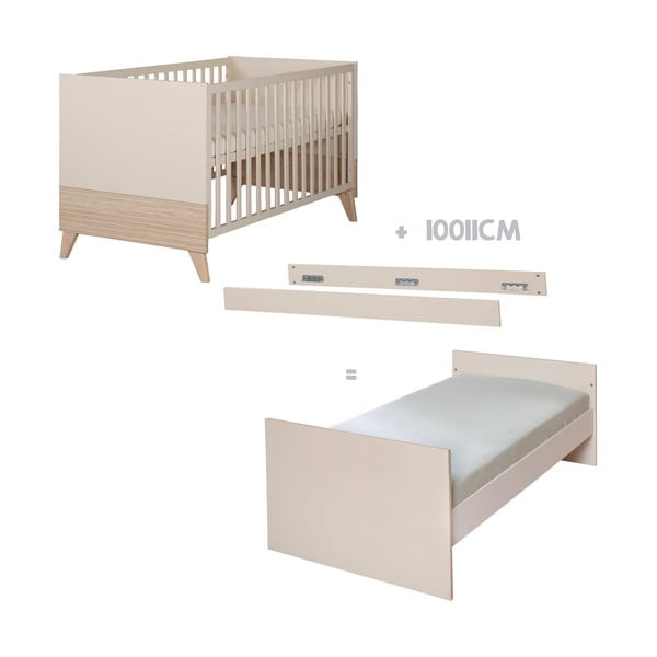 Béžová postieľka s nastaviteľnou výškou 70x140 cm Sidney – Roba-image-3