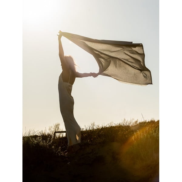 Béžový pléd s podielom bavlny Euromant Summer Linen, 140 x 180 cm-image-2