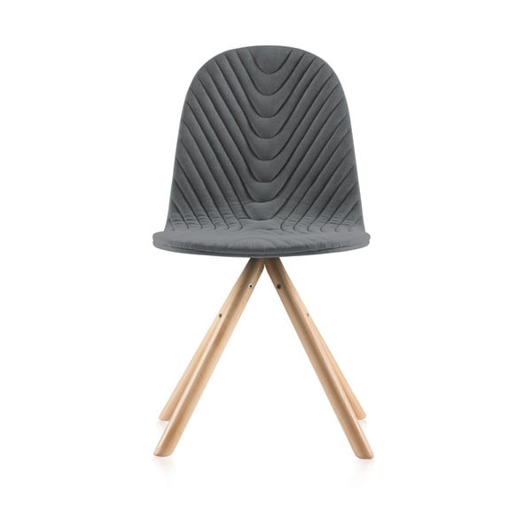 Tmavosivá stolička s prírodnými nohami IKER Mannequin Wave