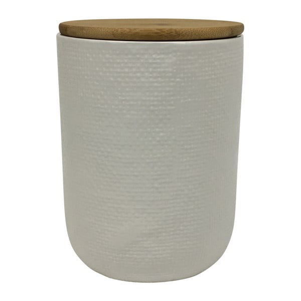 Biela dóza s bambusovým vekom HouseVitamin® Jar, výška 15 cm
