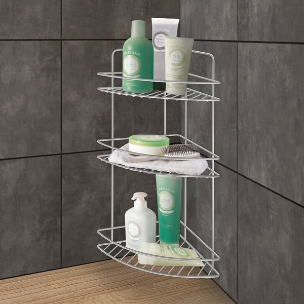 Oceľová kúpeľňová polička v lesklo striebornej farbe Luxy – Metaltex-image-1