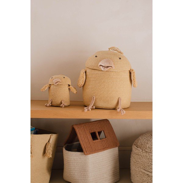 Žltý látkový detský kôš na hračky ø 13x15 cm Mini Charlie the Chicken – Lorena Canals-image-1