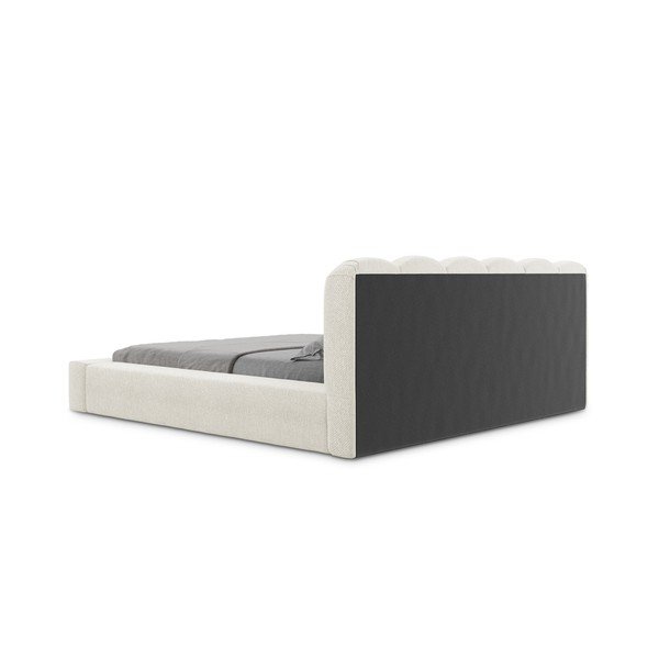 Krémovobiela čalúnená dvojlôžková posteľ s úložným priestorom s roštom 180x200 cm Mano – Makamii-image-4