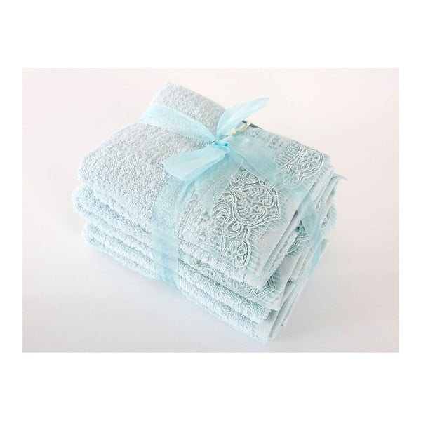 Set 2 modrých uterákov a 2 osušiek z prémiovej bavlny Belinda