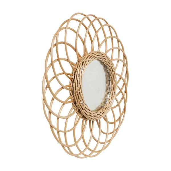 Nástenné zrkadlo s ratanovým rámom Kare Design Swing, Ø 34 cm-image-2