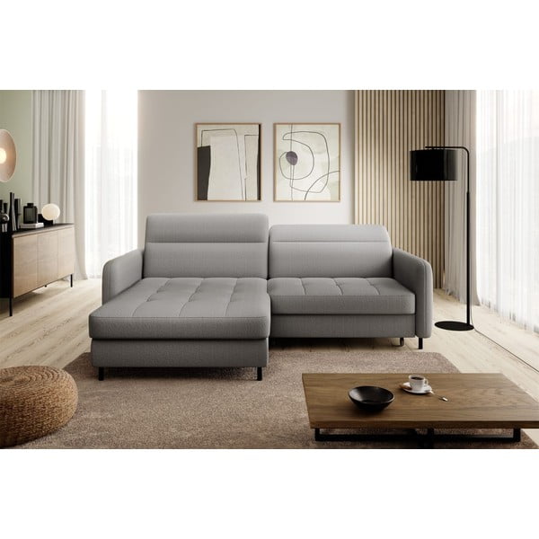 Sivá zamatová rozkladacia/s úložným priestorom rohová pohovka (ľavý roh/s leňoškou) Gomsi – ELTAP-image-3