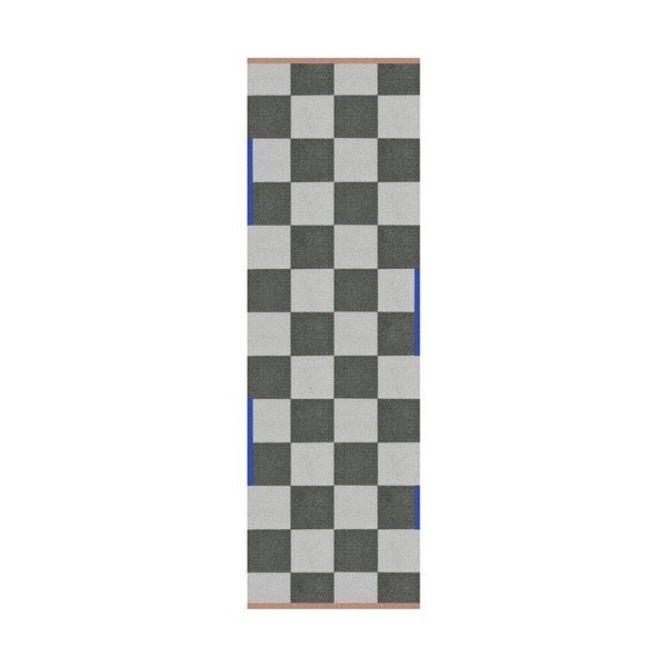 Tmavozelený/krémovobiely prateľný behúň 77x242 cm Square – Mette Ditmer Denmark