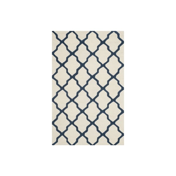 Vlnený koberec Ava 152x243 cm, biely/modrý