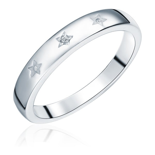Strieborný prsteň s pravým diamantom Tess Diamonds Dominica, veľ. 54