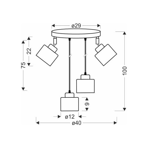 Čierne kovové závesné svietidlo Wama - Candellux Lighting-image-1