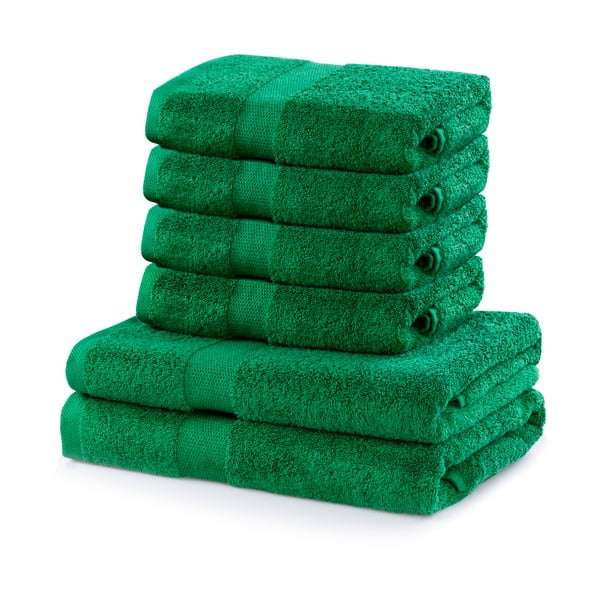 Set 2 zelených osušiek a 4 uterákov DecoKing Marina