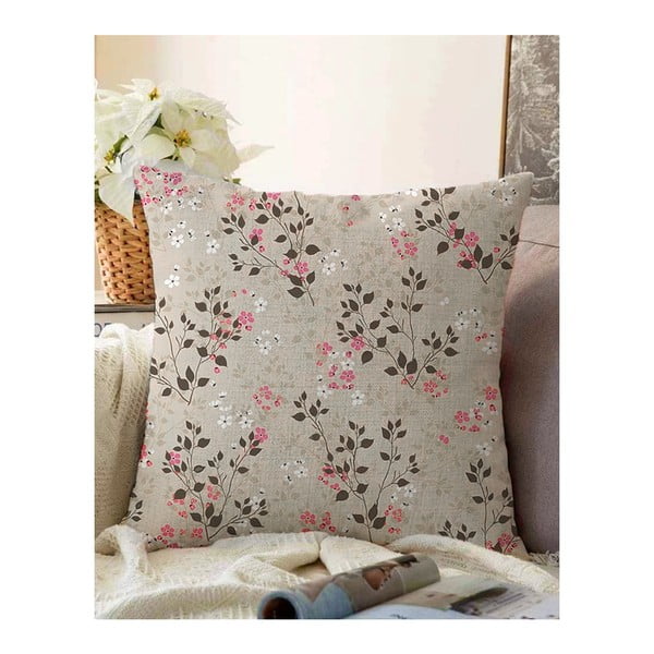 Hnedá obliečka na vankúš s prímesou bavlny Minimalist Cushion Covers Bloom, 55 x 55 cm