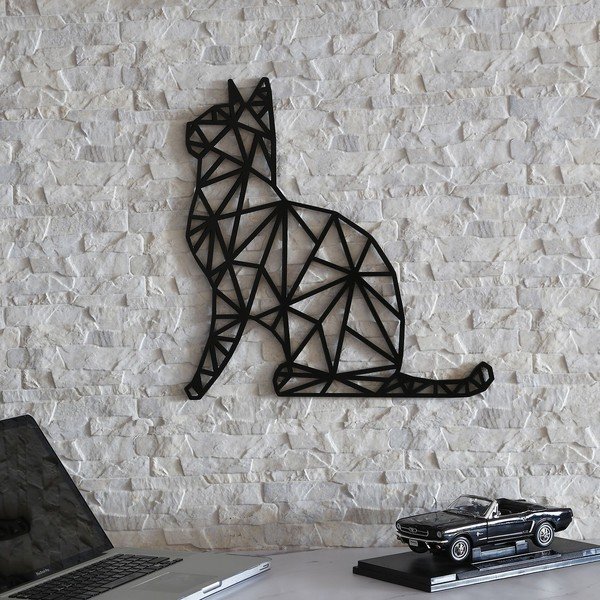 Čierna nástenná dekorácia Black Cat, 39 × 65 cm-image-3