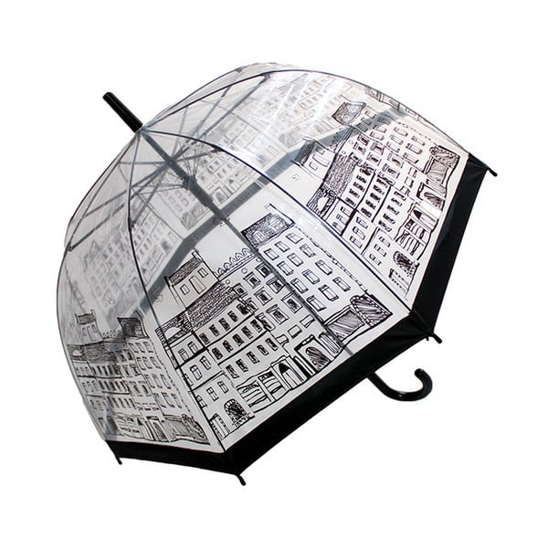 Transparentný dáždnik s čiernymi detailmi Birdcage Temps City, ⌀ 79 cm