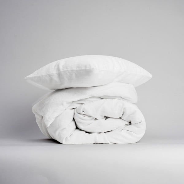 Predĺžené biele obliečky na jednolôžko s prímesou ľanu 165x220 cm – Linen Tales-image-1