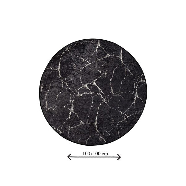 Čierna kúpeľňová predložka ø 100 cm Marble – Foutastic-image-3