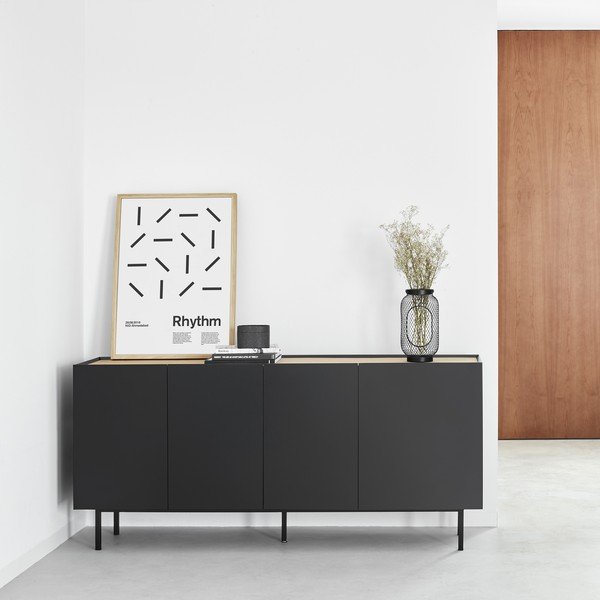 Čierna nízka komoda v dekore duba 165x78 cm Arista – Teulat-image-1