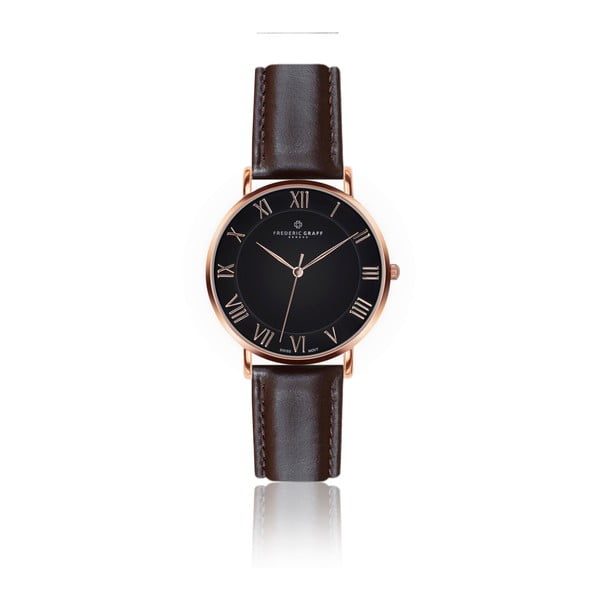 Pánske hodinky s tmavohnedým remienkom z pravej kože Frederic Graff Rose dom Dark Brown Leather