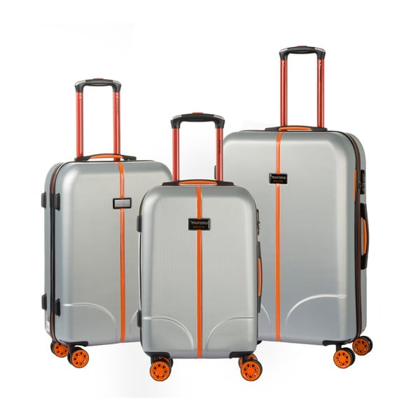 Sada 3 bielych cestovných kufrov na kolieskach Murano Greece