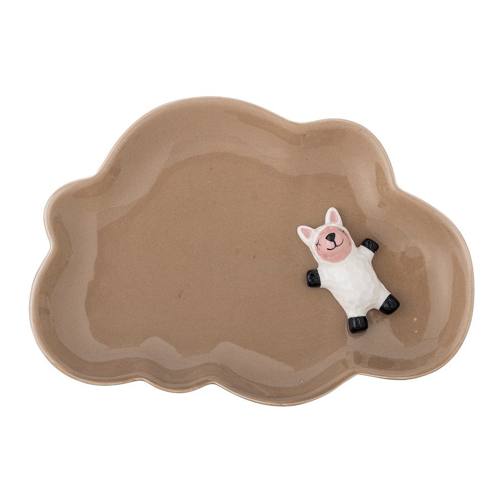 Hnedý kameninový detský tanier 14x20 cm Dolly – Bloomingville Mini