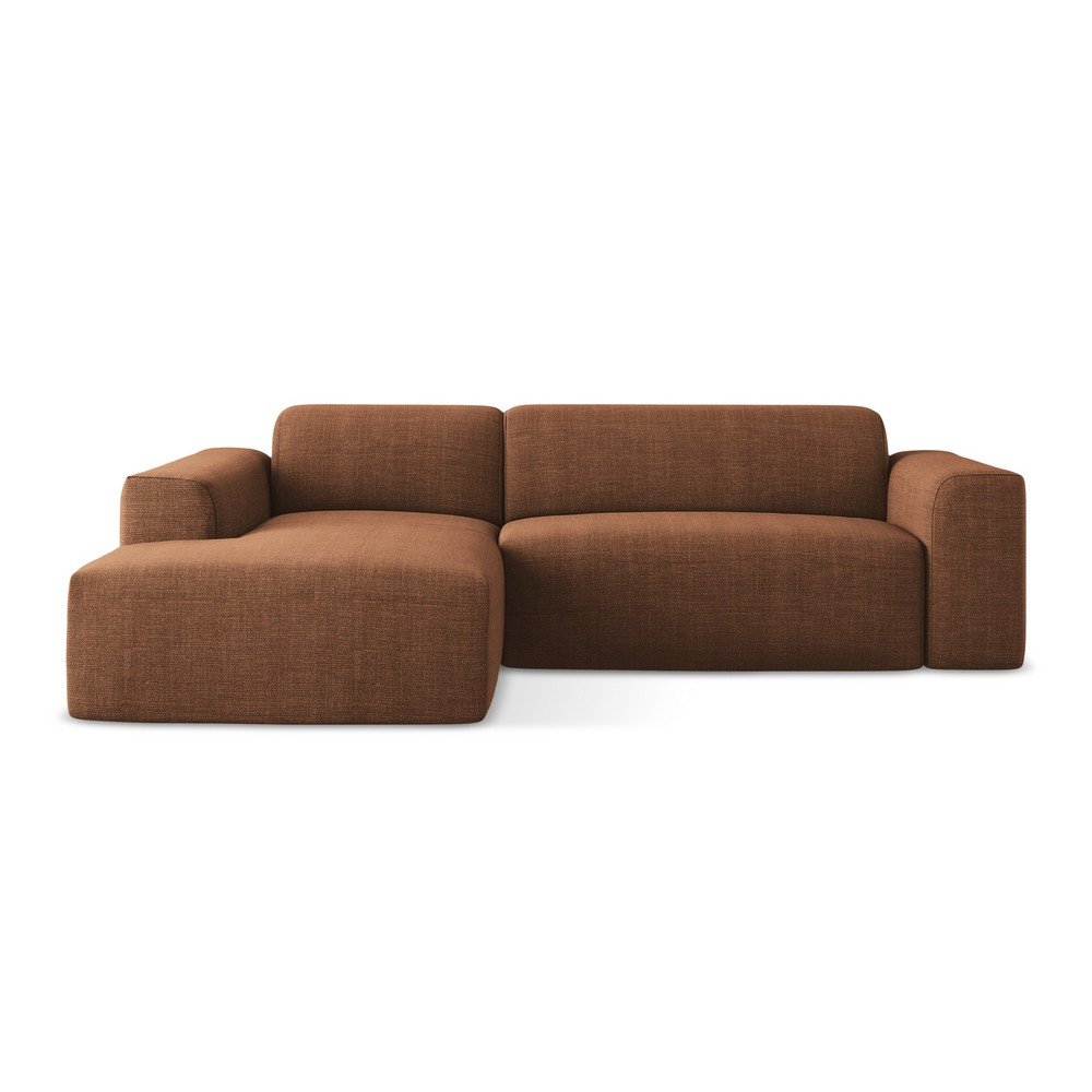 Rohová pohovka v terakotovej farbe (ľavý roh/s leňoškou) Keli – Makamii