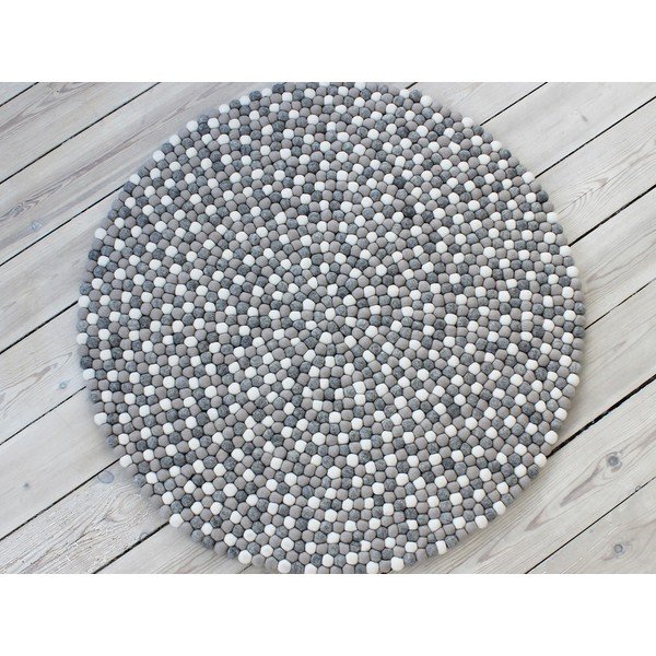 Svetlosivý guľôčkový vlnený koberec Wooldot Ball rugs, ⌀ 120 cm-image-1