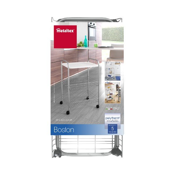 Pojazdný dvojposchodový regál Metaltex Boston, dĺžka 39 cm-image-1