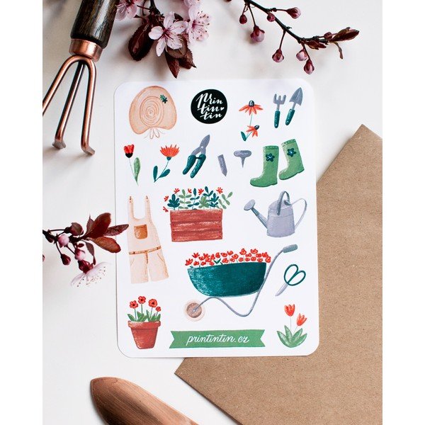 Arch vinylových samolepiek s motívom Záhrada Printintin, 10,5 cm x 14,5 cm-image-1