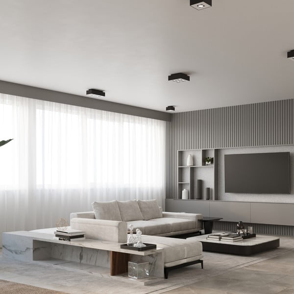 Čierne stropné svietidlo s kovovým tienidlom 24x24 cm Hydra – Sollux-image-2