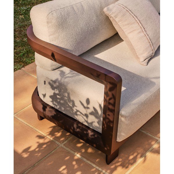 Hnedá/béžová hliníková záhradná lounge súprava pre 3 osoby Nerano – Kave Home-image-2