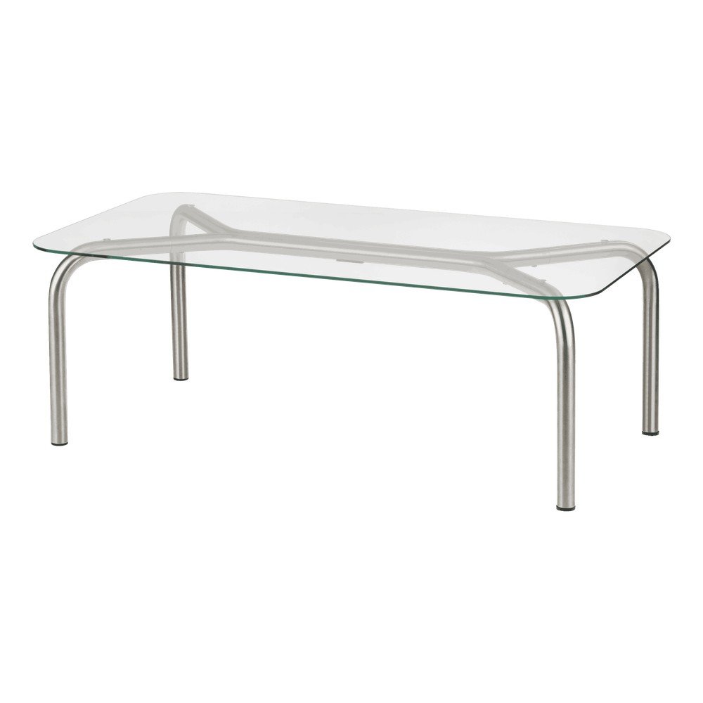 E-shop Konferenčný stolík so sklenenou doskou v striebornej farbe 60x110 cm Uku – noo.ma
