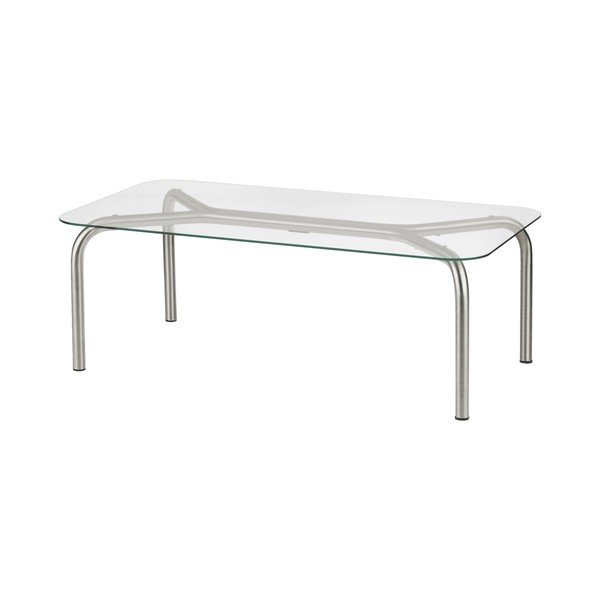 Konferenčný stolík so sklenenou doskou v striebornej farbe 60x110 cm Uku – noo.ma