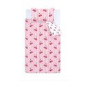 Biele/ružové obliečky na jednolôžko 135x200 cm Disco Cherries Stripes – Catherine Lansfield